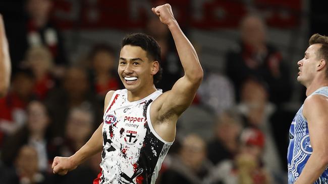 Mitch Owens kicked two goals in 30 seconds. Picture: Darrian Traynor/AFL Photos/Getty Images