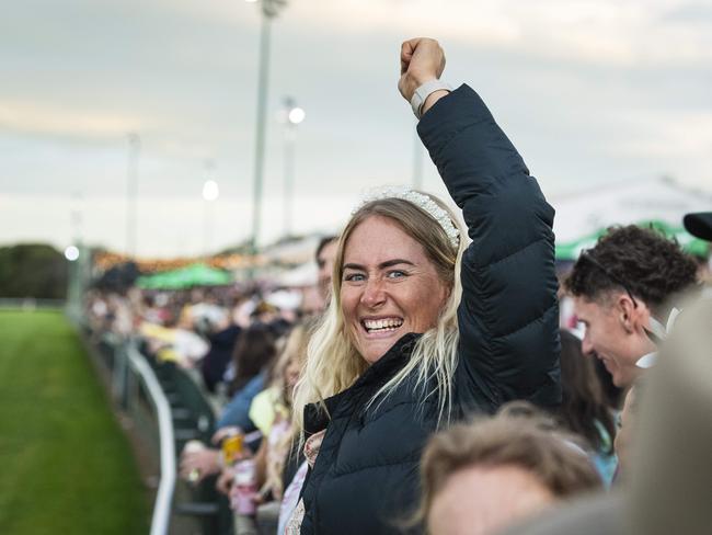 Tennille Solomon reacts after the running of the Toowoomba Cup on Weetwood raceday at Clifford Park, Saturday, September 28, 2024. Picture: Kevin Farmer