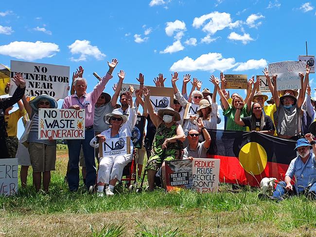 Residents against the Richmond Valley Incinerator protesting. Picture: Contributed.