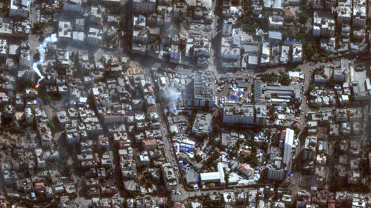 A satellite picture shows the damage around the Al-Shifa Hospital in Gaza City's al-Rimal district. Picture: AFP