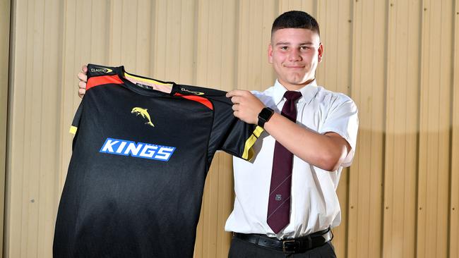 Charlie Dickson Wavell SHS boys who have signed with NRL clubs. Thursday April 21, 2022. Picture, John Gass