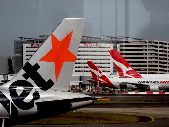 SYDNEY, AUSTRALIA - NewsWire Photos - OCTOBER 14, 2022: General generic editorial stock image of Jetstar aircraft at Sydney Domestic Airport. Picture: NCA NewsWire / Nicholas Eagar