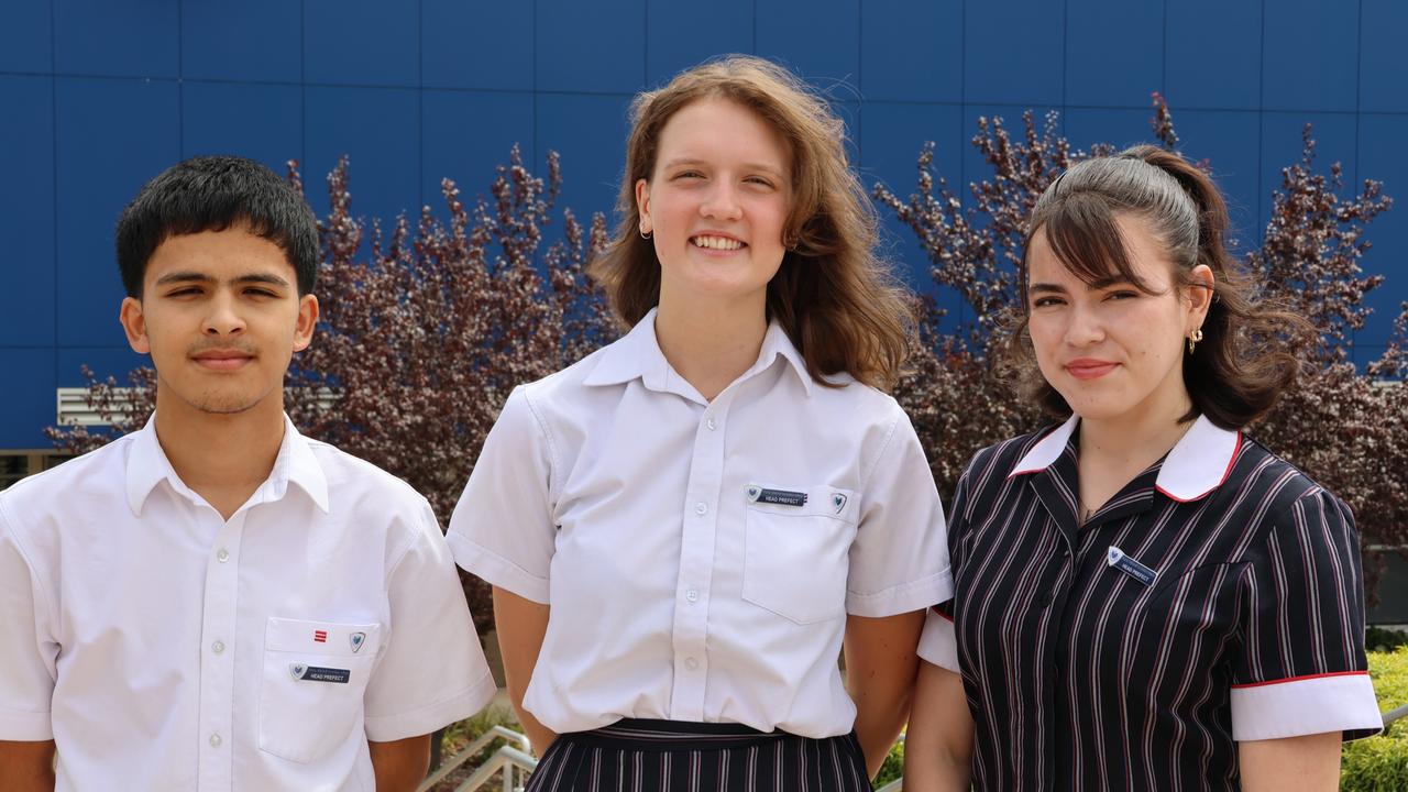 Roma Mitchell Secondary College captains Amir Zaki, Mikayla Dawson-Sincock and Nadia Rondon Carreno. Picture: Supplied