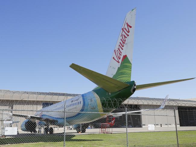 NEWS.COM.AU ASSIGNMENT - MAY 16, 2024: An Air Vanuatu plane sits at Melbourne Jet Base at Melbourne Airport. Picture: Media Mode/news.com.au