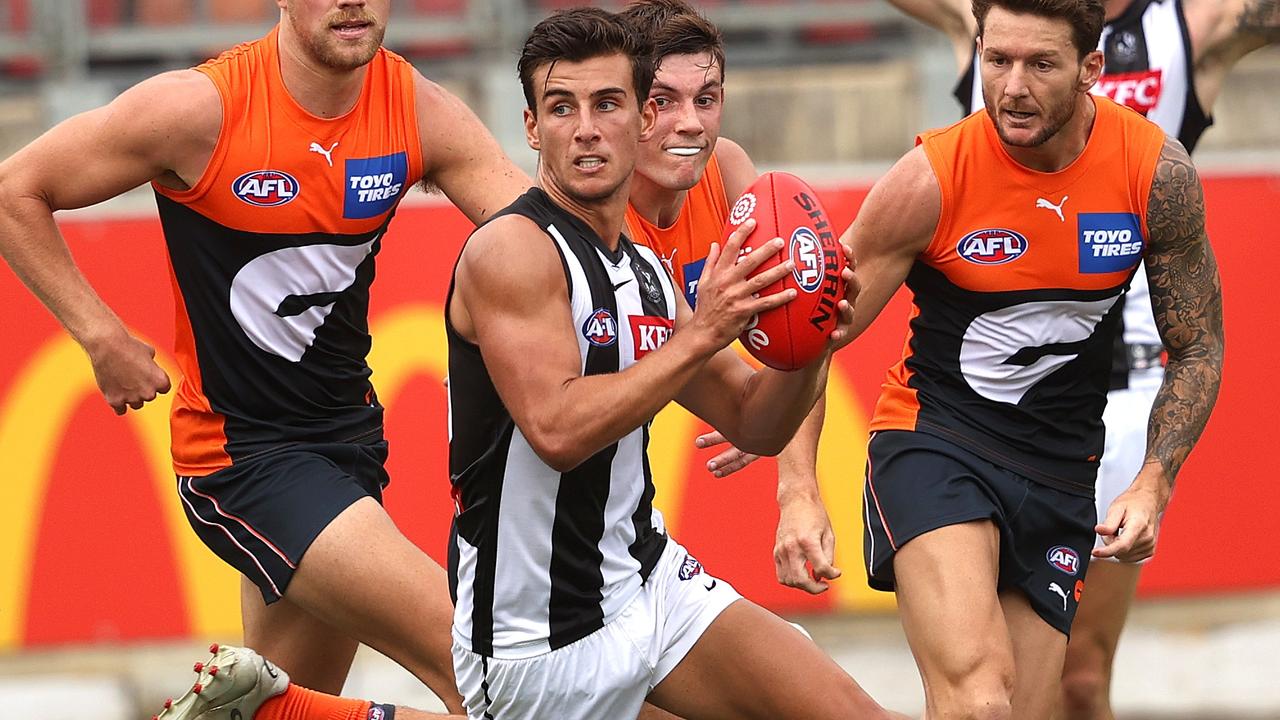 Nick Daicos dwas one of Collignwood’s best against GWS. Picture: Phil Hillyard