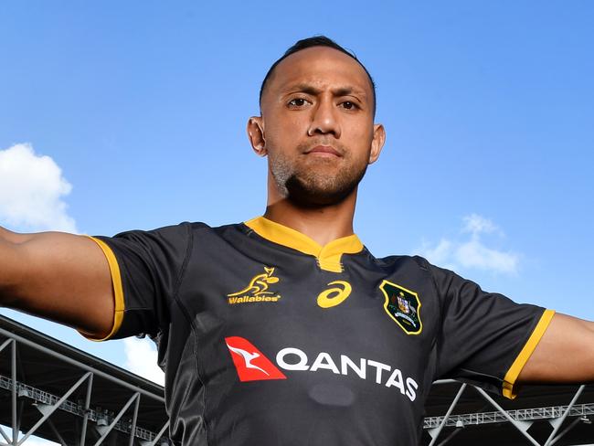 Christian Lealiifano is seen posing for a photograph after the Wallabies captains run at Suncorp Stadium in Brisbane, Friday, July 26, 2019. Australia are playing Argentina in their Rugby Championship match on Saturday night at Suncorp Stadium in Brisbane. (AAP Image/Darren England) NO ARCHIVING