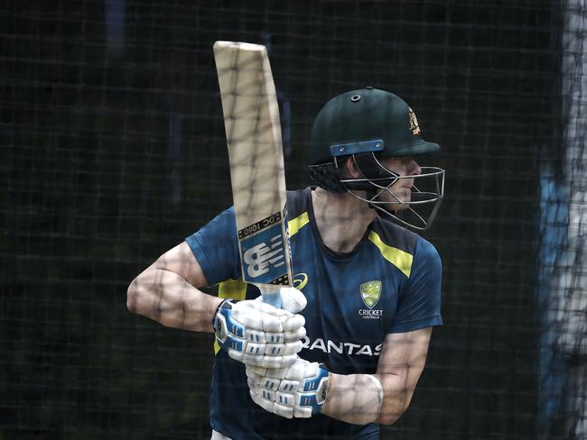 DERBY, ENGLAND - AUGUST 28: Steve Smith of Australia bats in nets during the Australia Nets Session at The County Ground on August 28, 2019 in Derby, England. (Photo by Ryan Pierse/Getty Images)