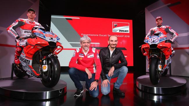 Jorge Lorenzo, Ducati CEO Claudio Domenicali, racing director Gigi Dall'Igna and Andrea Dovizioso.