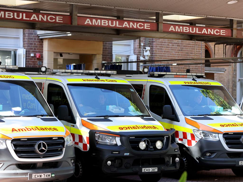 Ambulances outside Royal Prince Alfred Hospital (RPA) in Camperdown. Picture: NCA NewsWire / Damian Shaw