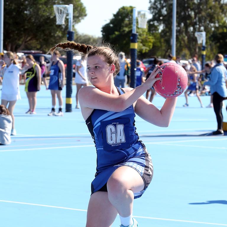 Netball at Runaway bay. Photo of Senior Intermediate Div 2 matches. Photo by Richard Gosling