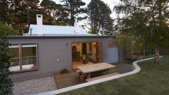 This house at Blackheath in the Blue Mountains has simple roof lines and the and the materials closest to the house are fire resistant. Picture: Nick Bowers