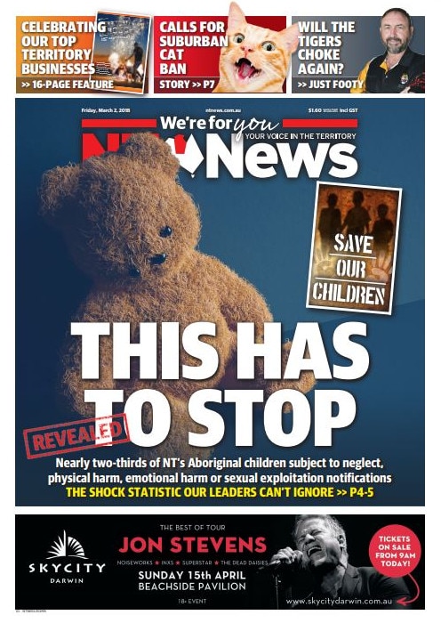 NT News front page from March 2, 2018.