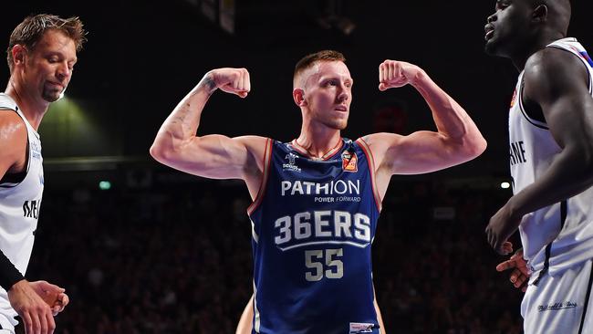 Mitch Creek celebrates during Game 2 of the championship series. Picture: Getty