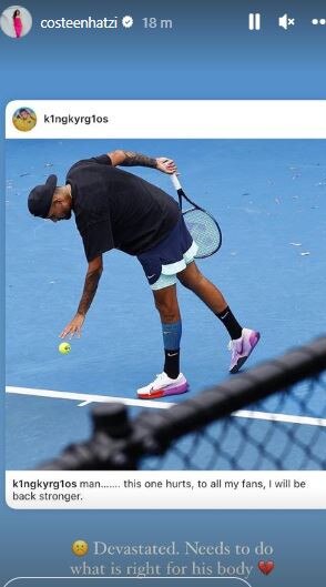 Nick Kyrgios injury post Costeen