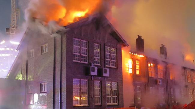 Parramatta Public School’s heritage building went up in flames. Picture: Kernin Lambert