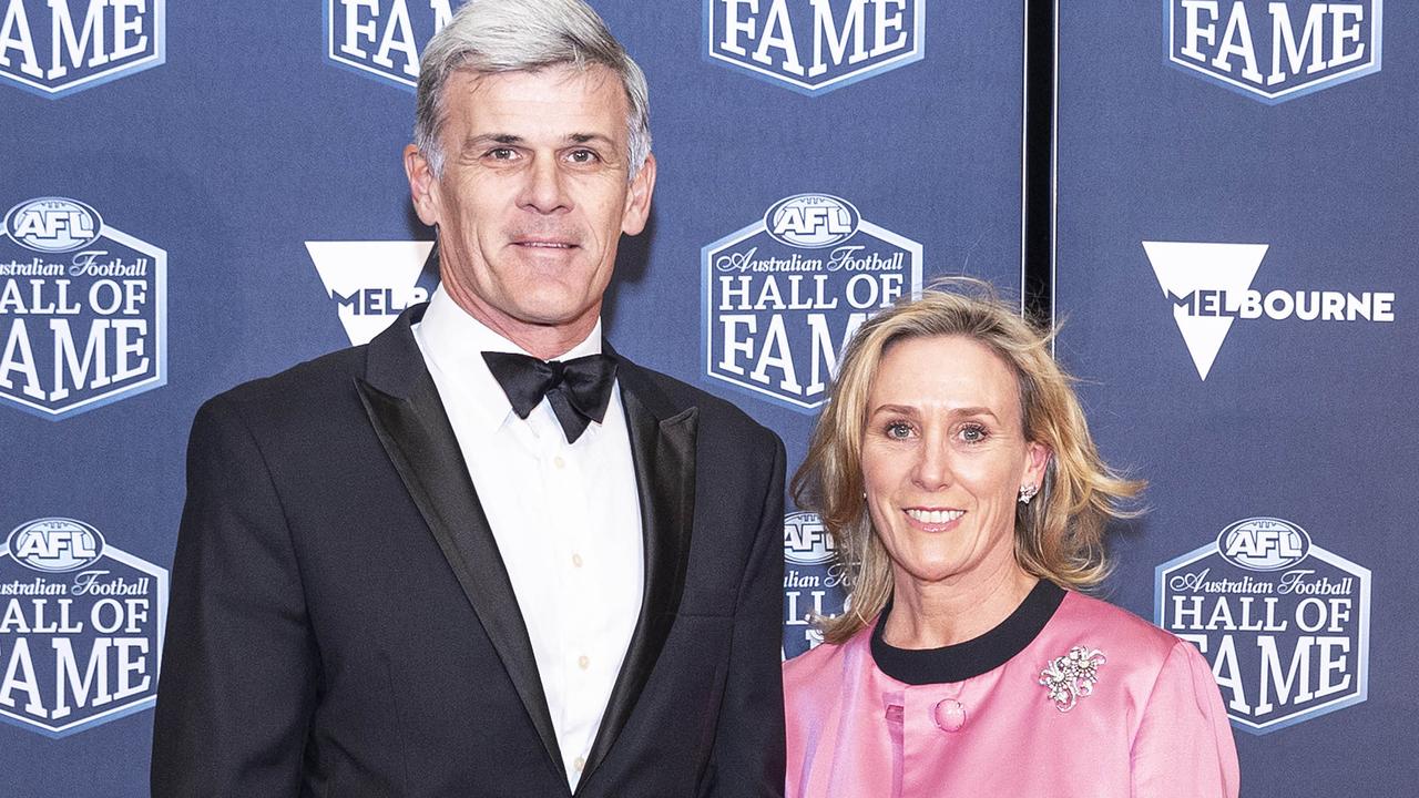 Chris Langford, with wife Eleanor, is a member of the Australian Football Hall of Fame.