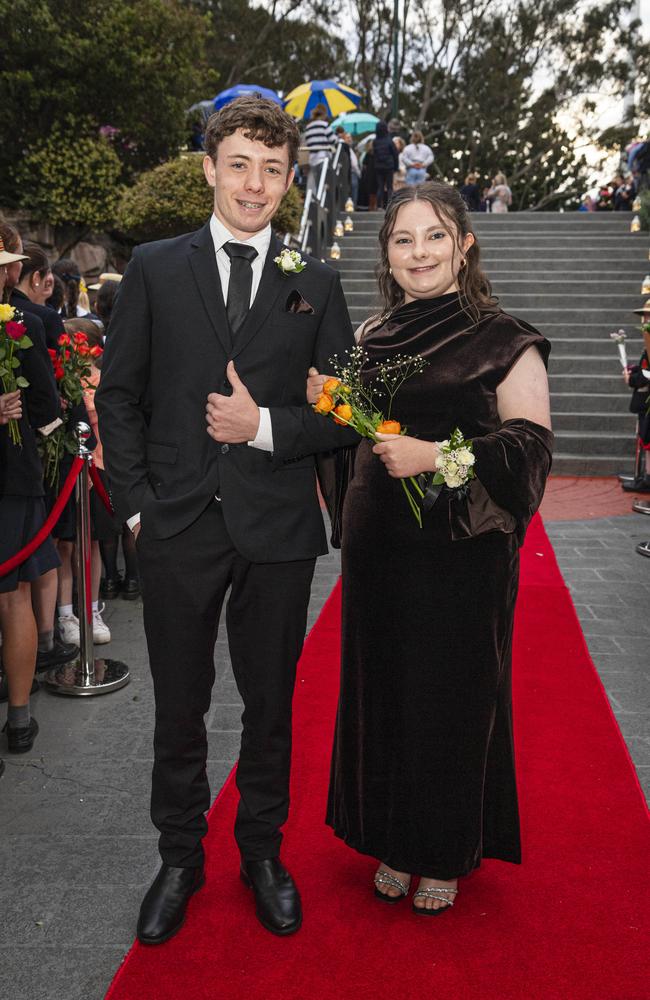 Isabella Poole and partner Darvall Fraser arrive at The Glennie School formal at Picnic Point, Thursday, September 12, 2024. Picture: Kevin Farmer