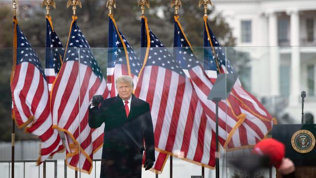 Donald Trump speaks to supporters before hundred of them invaded the Capitol on January 6, 2021. Picture: AFP