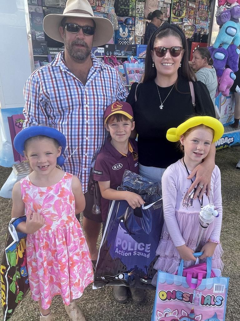 Sophie Hazard and Sharl, Beau and Hoppy Campbell enjoyed the 2023 Bundaberg Show.