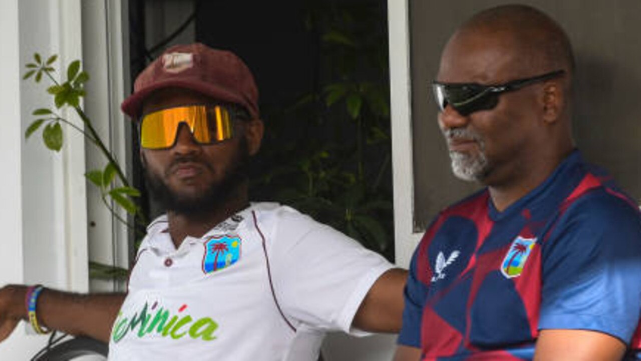 West Indies coach Andre Coley (right). (Photo by RANDY BROOKS/AFP via Getty Images)