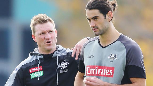 Brodie Grundy has a good relationship with Nathan Buckley. Picture: Getty Images