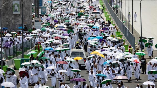 Muslim pilgrims during the annual Hajj pilgrimage – 1300 people died in extreme heat last month. Picture: Fadel Senna/AFP