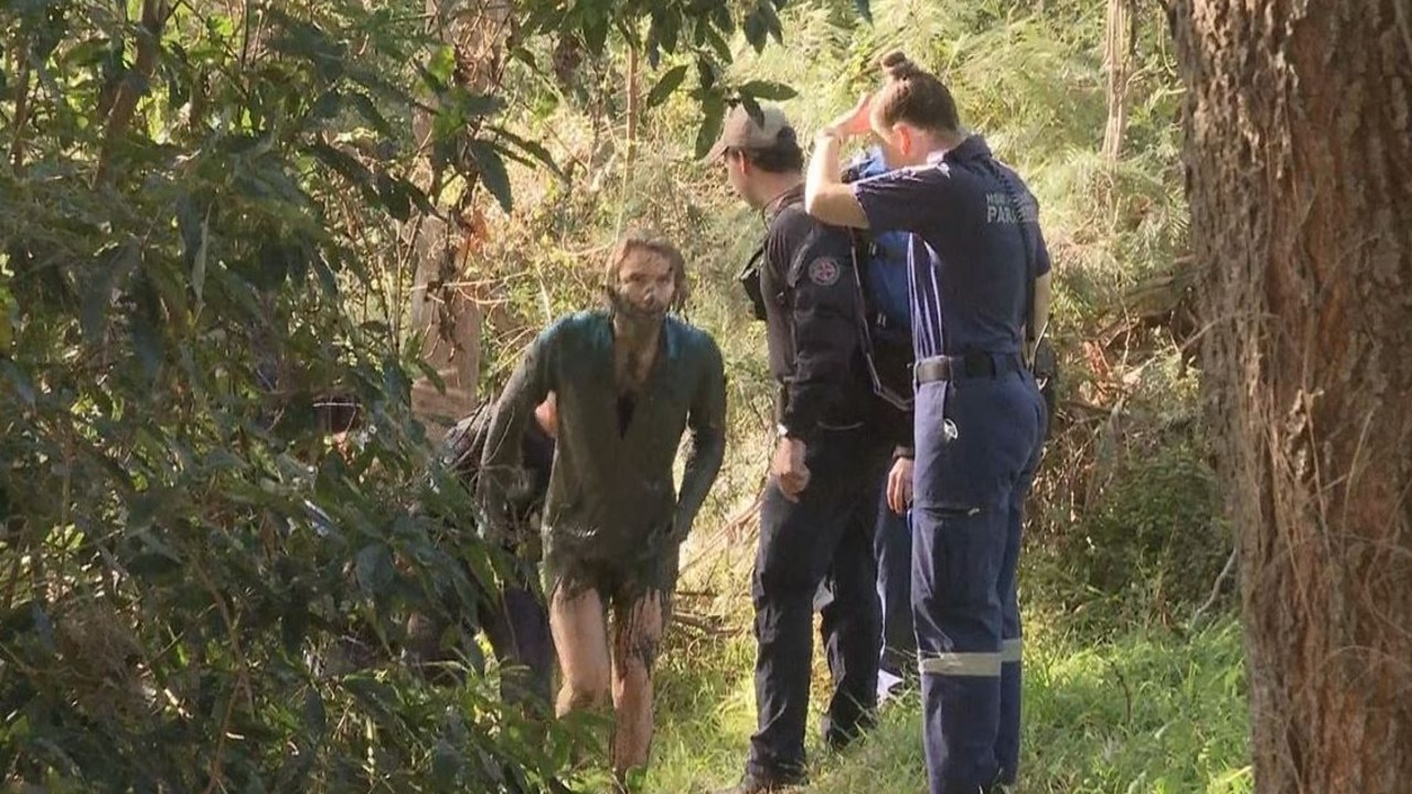 The woman ran into Georges River to try and escape the two dogs. Picture: 9 News