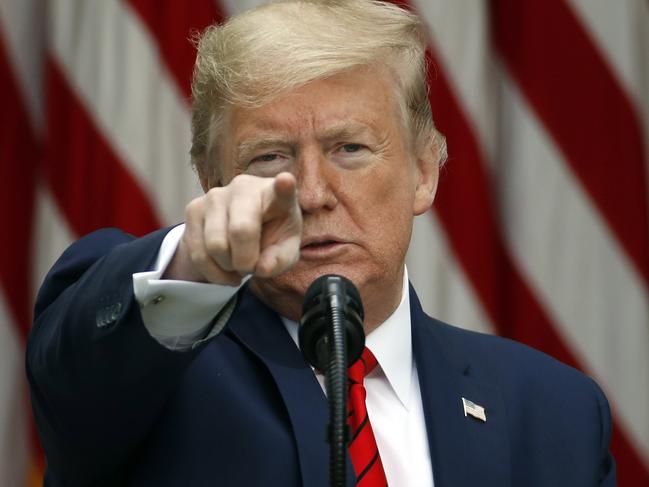 President Donald Trump speaks about the coronavirus during a press briefing in the Rose Garden of the White House, Monday, May 11, 2020, in Washington. (AP Photo/Alex Brandon)