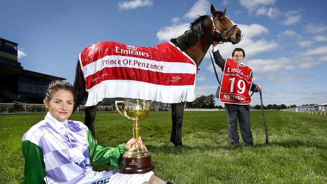 Michelle Payne with brother Stevie and Prince of Penzance. Picture: David Caird