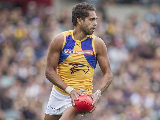 Lewis Jetta of the West Coast Eagles  during the Round 167AFL match between the Fremantle Dockers and the West Coast Eagles  at the Domain Stadium in Perth, Sunday, July 16, 2017.(AAP Image/Tony McDonough) NO ARCHIVING, EDITORIAL USE ONLY