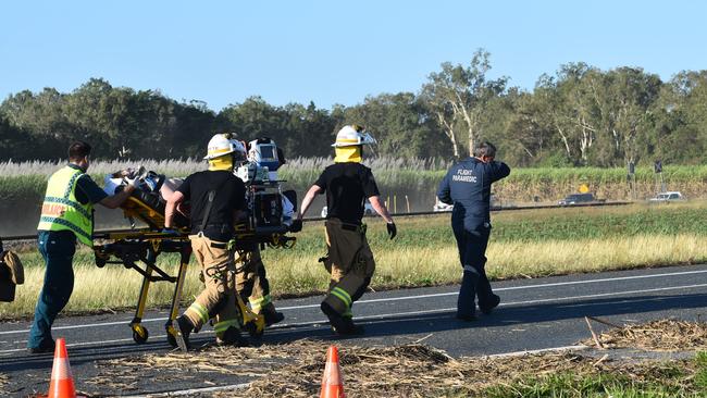 A teenage boy was flown to hospital after a tragic crash that killed his father on the Bruce Highway near Pindi Pindi. Picture: Lillian Watkins