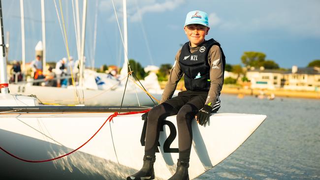 Young sailor Max Jameson is just 12 but sailing with Olympians and America's Cup heroes. Picture: Nic Douglass