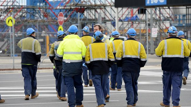 Australian Submarine Corporation workers. Picture: Dave Cronin
