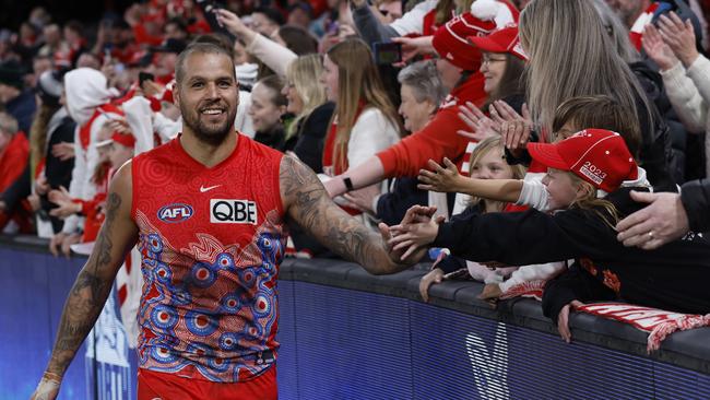 Lance Franklin will do a lap of honour around the MCG. Picture: Darrian Traynor/AFL Photos/via Getty Images