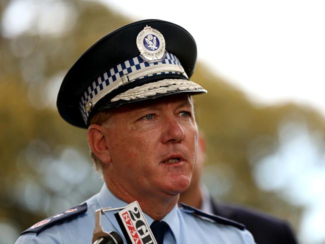 NSW Police Commissioner Mick Fuller addresses the media on Sunday. Picture: AAP