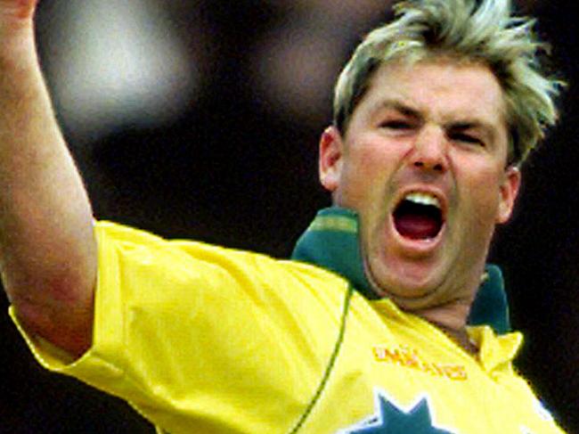 Cricketer Shane Warne celebrating wicket.Cricket - Australia vs Pakistan World Cup grand final match at Lords 20 Jun 1999.