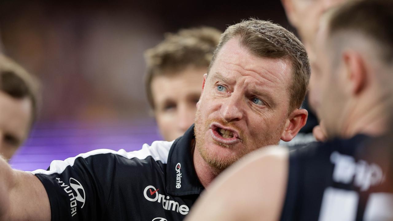 Carlton coach Michael Voss has to find a way to get his side a win in the final two weeks if it is to hold on to a top-eight spot. Picture: Getty Images