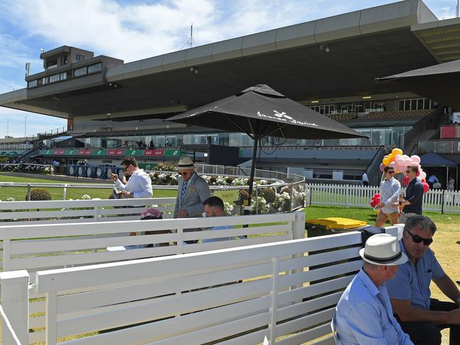 The socially distant Melbourne Cup event at Morphettville racecourse. Picture: Tom Huntley