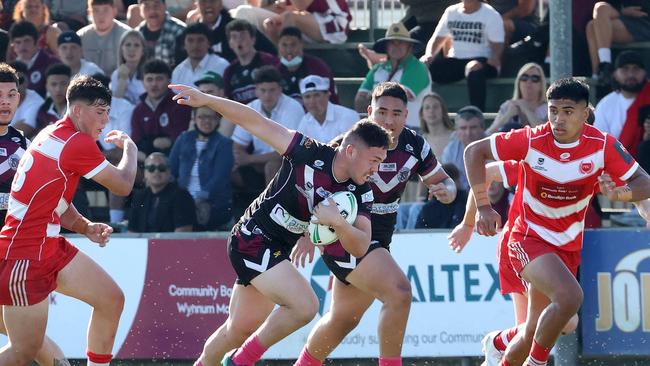 Marsden 7. Cassius Cowley, Palm beach Currumbin SHS vs Marsden SHS, Wynnum Manly Leagues Club. Picture: Liam Kidston.