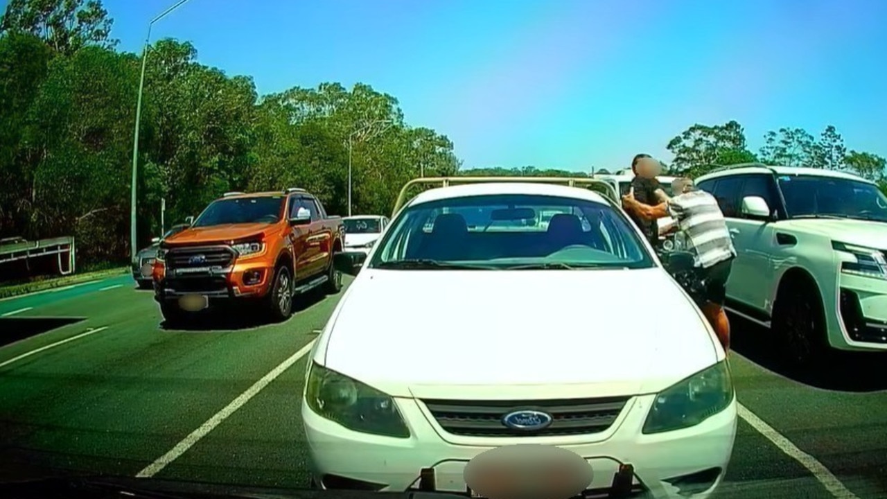 The fight continued on the road. Picture: Dash Cam Owners Australia/Facebook