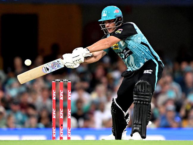 BRISBANE, AUSTRALIA - DECEMBER 27: Josh Brown of the Heat plays a shot during the BBL match between the Brisbane Heat and Sydney Thunder at The Gabba, on December 27, 2023, in Brisbane, Australia. (Photo by Bradley Kanaris/Getty Images)