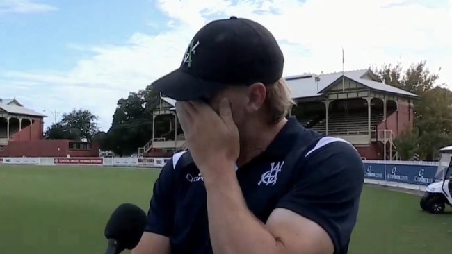 Will Sutherland couldn't hold back the emotion. Photo: Fox Sports