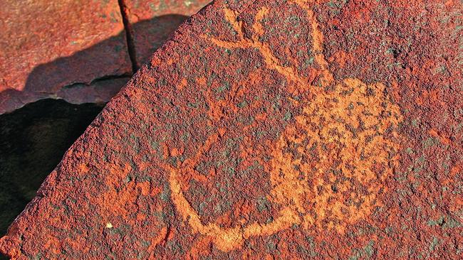 Rock art on WA’s Burrup Peninsula.