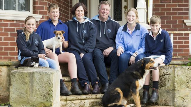 Family whey: The Daubney family (from left) Annalise, Johnson, Sue and Mat, Elizabeth and Campbell, from Bannister Downs dairy farm at Northcliffe in Western Australia.