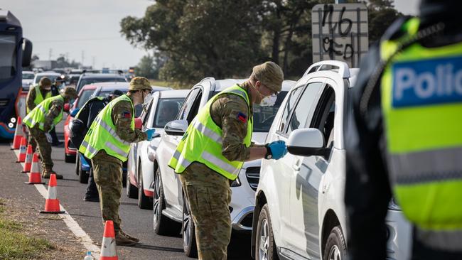 The Australian Army is working with Victoria Police at checkpoints across the state. Picture: supplied