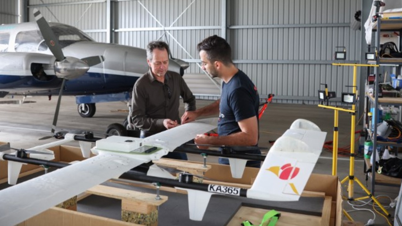 Executive Director Infrastructure at Darling Downs Health Dr Paul Clayton with Australian Operations Manager for Swoop Aero Daniel Scandar. Picture: supplied