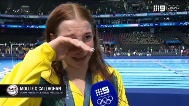 The heartwarming moment that brought new champ, Mollie O'Callaghan, to tears