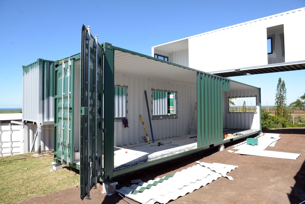 GRAND DESIGN: Phil Murphy is building a unique house on The Hummock out of shipping containers. Photo taken on 27 April 2015. Photo: Max Fleet / NewsMail. Picture: Max Fleet