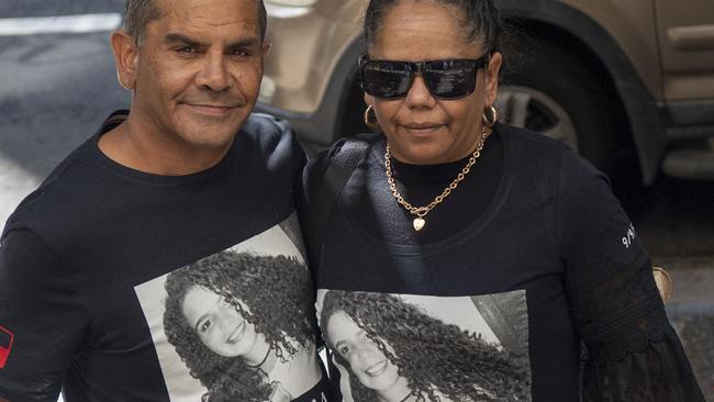 Kazzandra Widders’ family arrived at court wearing shirts with her picture. Picture: NCA NewsWire/Simon Bullard.