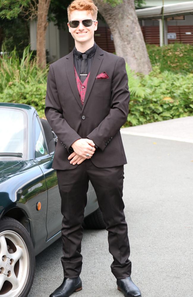 Griffyn Kerrigan shows off a traditional three-piece suit at the St Teresa's Catholic College 2023 formal. Picture: Letea Cavander